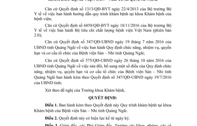 QUY TRÌNH KHÁM BỆNH